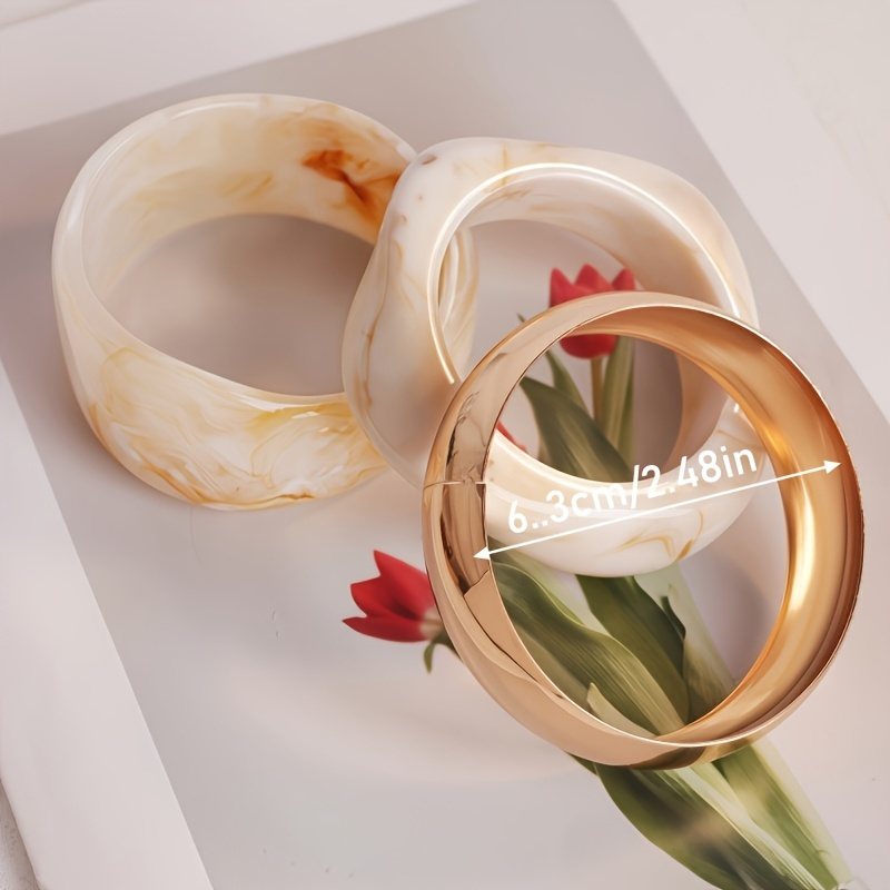 3pcs Women's Asymmetrical Acrylic Bracelet Set, Daily Wear